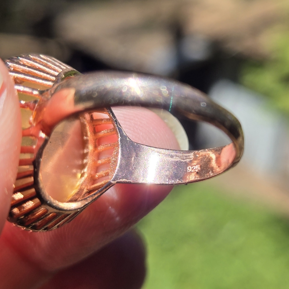 HUGE 26k sphere cut citrine & white topaz rosegold ring sz8 - Picture 5 of 8